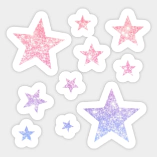 Light Pink Purple Ombre Faux Glitter Stars Sticker